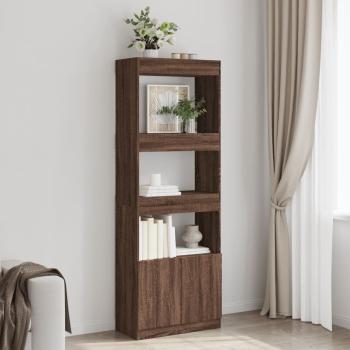 ARDEBO.de - Highboard 63x33x180 cm Braun Eichen-Optik Holzwerkstoff