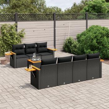 ARDEBO.de - 8-tlg. Garten-Sofagarnitur mit Kissen Schwarz Poly Rattan