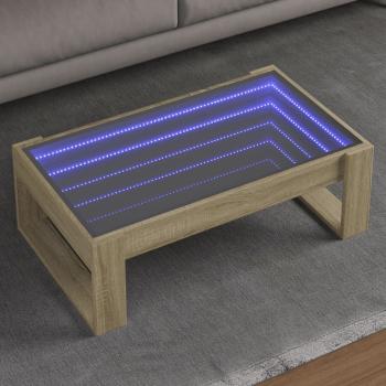 ARDEBO.de - Couchtisch mit Infinity-LED Sonoma-Eiche 90x53x30 cm