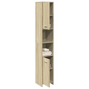 ARDEBO.de - Badezimmerschrank Sonoma-Eiche 30x30x183,5 cm Holzwerkstoff