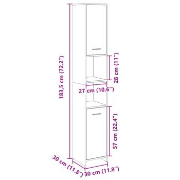 Badezimmerschrank Sonoma-Eiche 30x30x183,5 cm Holzwerkstoff