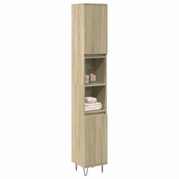 ARDEBO.de - Badschrank Sonoma-Eiche 30x30x190 cm Holzwerkstoff
