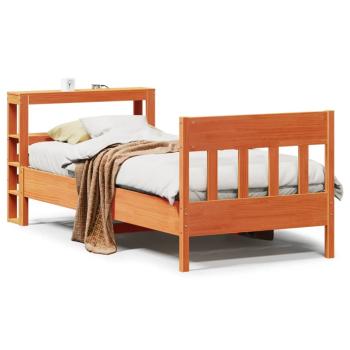 Massivholzbett ohne Matratze Wachsbraun 90x190 cm Kiefernholz