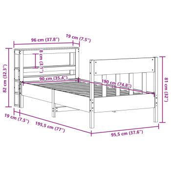 Massivholzbett ohne Matratze Wachsbraun 90x190 cm Kiefernholz