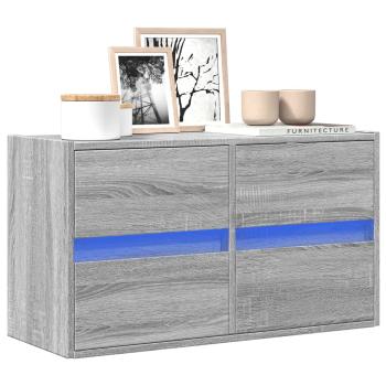 ARDEBO.de - TV-Wandschrank mit LED-Beleuchtung Grau Sonoma 80x31x45 cm