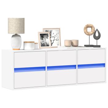 ARDEBO.de - TV-Wandschrank mit LED-Beleuchtung Weiß 130x31x45 cm