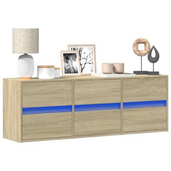 ARDEBO.de - TV-Wandschrank mit LED-Beleuchtung Sonoma-Eiche 130x31x45 cm