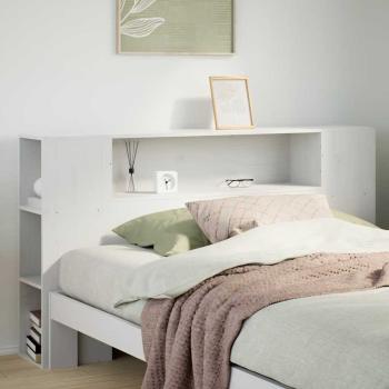 ARDEBO.de - Kopfteil mit Stauraum Weiß 150 cm Massivholz Kiefer