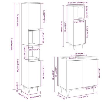 3-tlg. Badmöbel-Set Sonoma-Eiche Holzwerkstoff