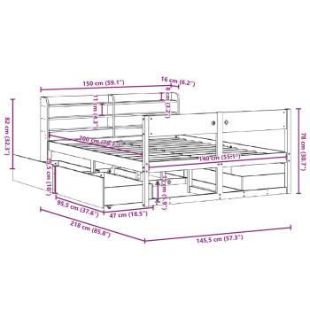 Massivholzbett ohne Matratze Wachsbraun 140x200 cm Kiefernholz
