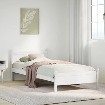 ARDEBO.de - Massivholzbett ohne Matratze Weiß 75x190 cm Kiefernholz