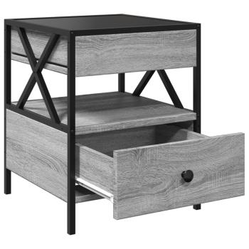 Nachttisch mit Infinity-LED Grau Sonoma 40x40x51 cm