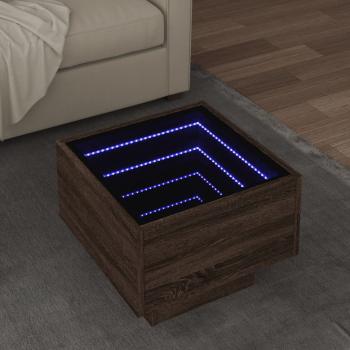 ARDEBO.de - Beistelltisch mit LED Braun Eichen-Optik 40x40x30 cm