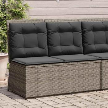 ARDEBO.de - Gartenbank Verstellbar mit Kissen Grau Poly Rattan