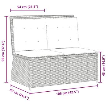 Gartenbank Verstellbar mit Kissen Grau Poly Rattan