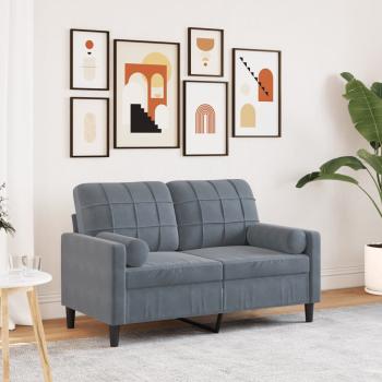 ARDEBO.de - 2-Sitzer-Sofa mit Zierkissen Dunkelgrau 120 cm Samt