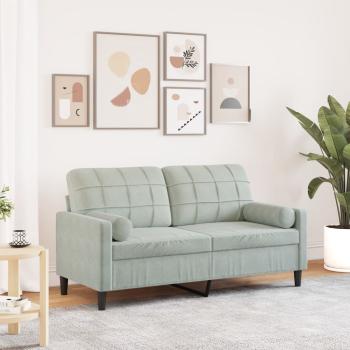 ARDEBO.de - 2-Sitzer-Sofa mit Zierkissen Hellgrau 140 cm Samt