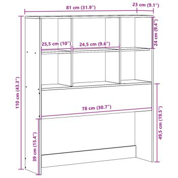 Kopfteil mit Stauraum Wachsbraun 75 cm Massivholz Kiefer