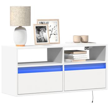 ARDEBO.de - TV-Wandschrank mit LED-Beleuchtung Weiß 100x31x45 cm