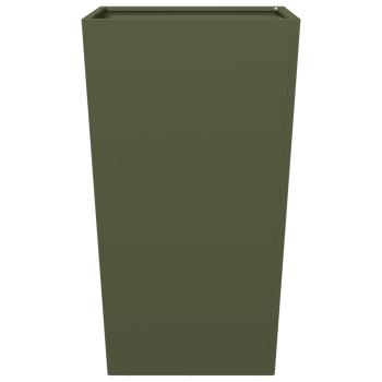 Pflanzkübel 2 Stk. Olivgrün 45x45x75 cm Stahl
