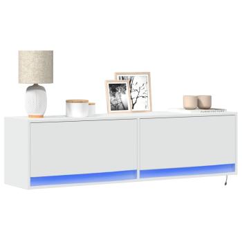 ARDEBO.de - TV-Wandschrank mit LED-Beleuchtung Weiß 140x31x38 cm