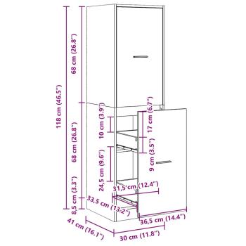 Apothekerschrank Altholz-Optik 30x41x118 cm Holzwerkstoff