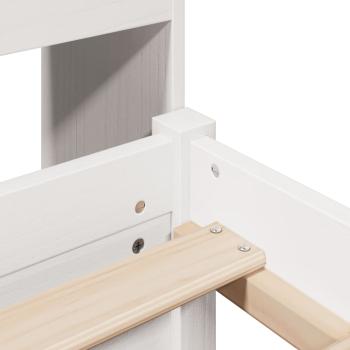 Massivholzbett mit Regal ohne Matratze Weiß 160x200 cm Kiefer