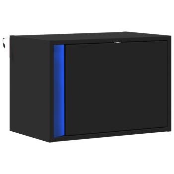 Wand-Nachttisch mit LED-Leuchten Schwarz
