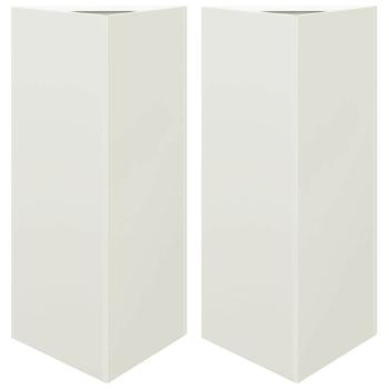 Pflanzkübel 2 Stk. Weiß Dreieckig 40x34,5x70 cm Stahl