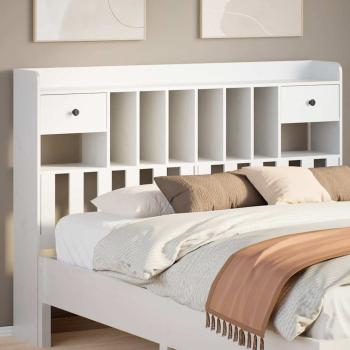 ARDEBO.de - Kopfteil mit Stauraum Weiß 140 cm Massivholz Kiefer