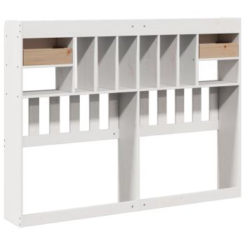 Kopfteil mit Stauraum Weiß 140 cm Massivholz Kiefer
