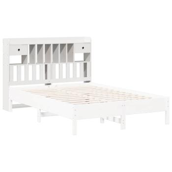 Kopfteil mit Stauraum Weiß 140 cm Massivholz Kiefer