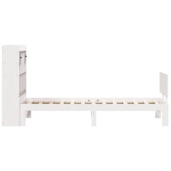 Massivholzbett mit Regal ohne Matratze Weiß 75x190 cm Kiefer