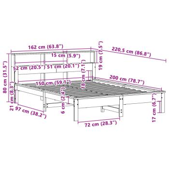 Massivholzbett ohne Matratze 150x200 cm Kiefernholz