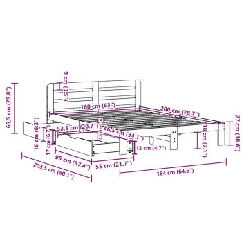 Massivholzbett ohne Matratze Wachsbraun 160x200 Kiefernholz