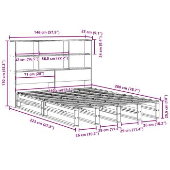 Massivholzbett mit Regal ohne Matratze Weiß 140x200 cm