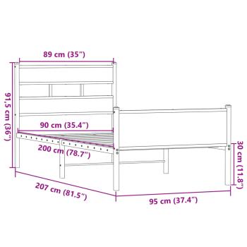 Bettgestell ohne Matratze Sonoma-Eiche 90x200 cm Holzwerkstoff
