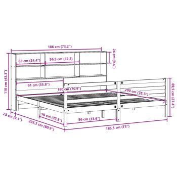 Massivholzbett mit Regal ohne Matratze 180x200 cm Kiefernholz