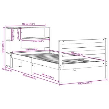 Massivholzbett mit Regal ohne Matratze 100x200 cm Kiefernholz
