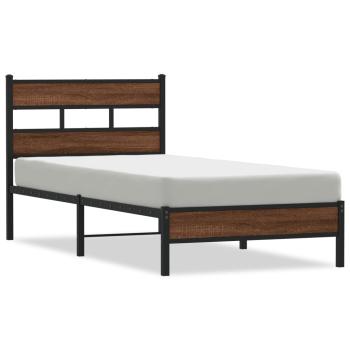 ARDEBO.de - Bettgestell ohne Matratze Braun Eiche 107x200 cm Holzwerkstoff
