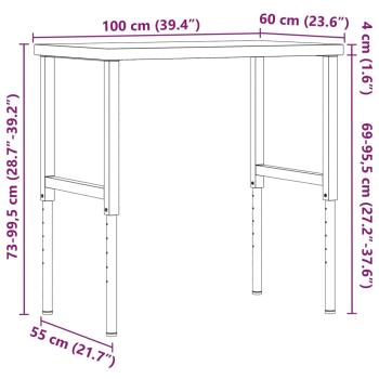 Werkbank 100x60x(73-99,5) cm Massivholz Eiche Rechteckig