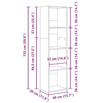 Bücherregal Sonoma-Eiche 40x30x152 cm Holzwerkstoff
