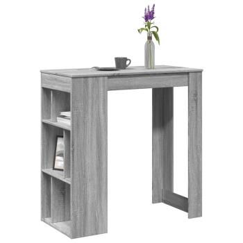 ARDEBO.de - Bartisch mit Regal Grau Sonoma 102x50x103,5 cm Holzwerkstoff