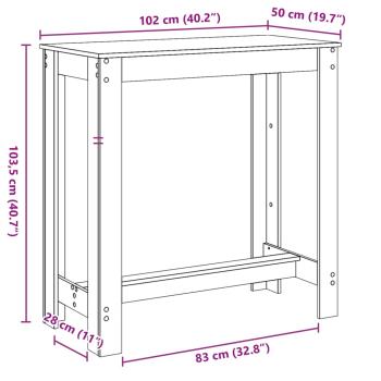 Bartisch Räuchereiche 102x50x103,5 cm Holzwerkstoff