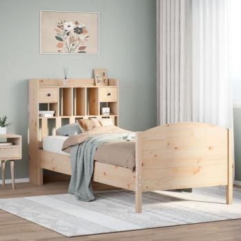 ARDEBO.de - Massivholzbett mit Regal ohne Matratze 90x200 cm Kiefer