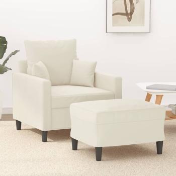 ARDEBO.de - Sessel mit Hocker Creme 60 cm Samt