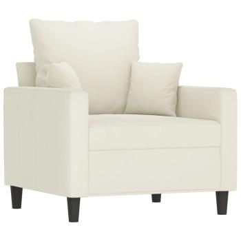 Sessel mit Hocker Creme 60 cm Samt