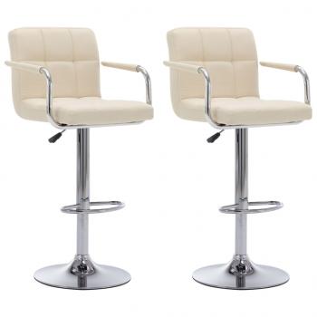 ARDEBO.de - Barhocker 2 Stk. Creme Stoff