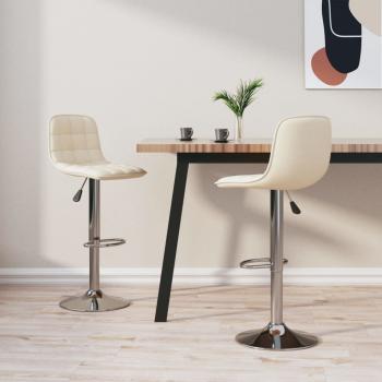 ARDEBO.de - Barhocker 2 Stk. Creme Stoff
