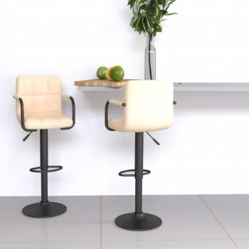 ARDEBO.de - Barhocker 2 Stk. Creme Samt
